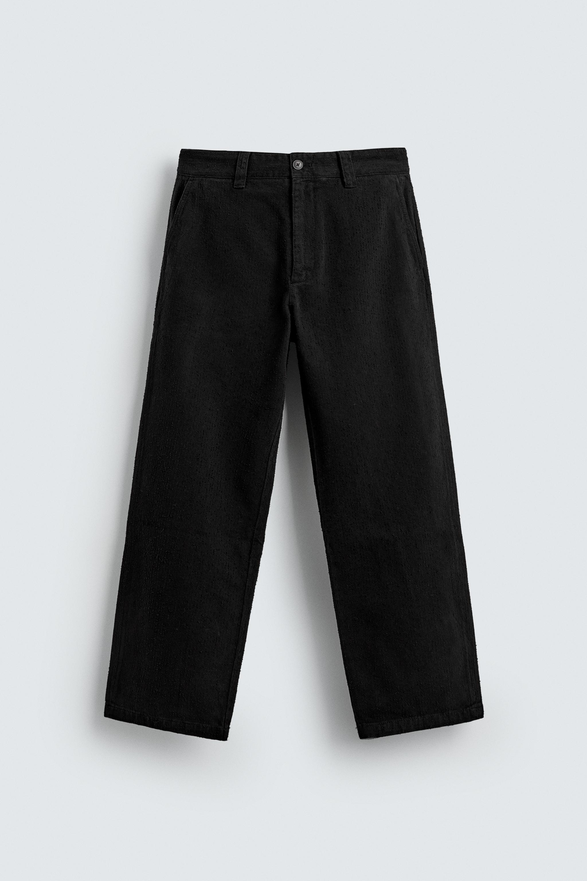 TEXTURED STRAIGHT FIT PANTS